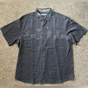 Men’s Brushed Silk Tommy Bahama Navy Cocktail Print Short Sleeve Shirt (2XL)